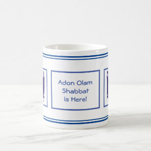 MUG V.4 ADON OLAM, SHABBAT EST LÀ ! MARINE ET BLANC