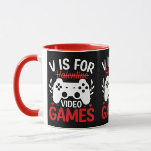 Mug V est pour Jeux Vidéos avec Valentine Crossing Out