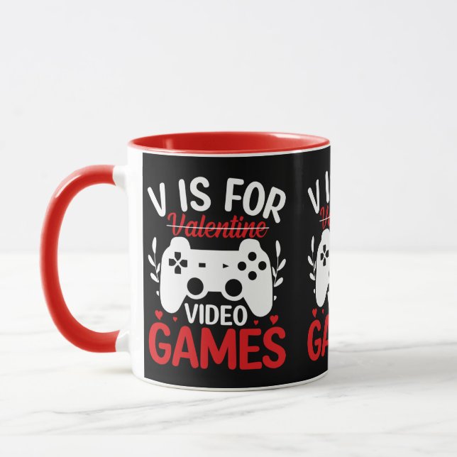 Mug V est pour Jeux Vidéos avec Valentine Crossing Out (Gauche)