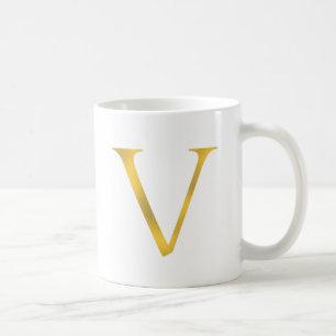 Mug V   Musique aux lettres blanche et or