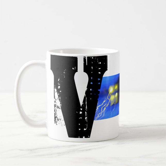 Mug V Musique personnalisée monogramme (Gauche)