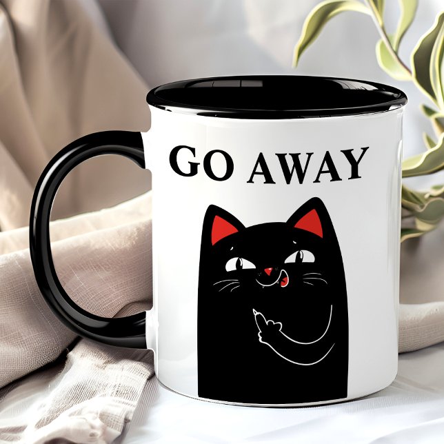 Mug Va-t'en Doigt du Milieu Chat Noir Drôle (Créateur téléchargé)