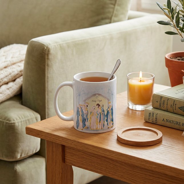 Mug Vacances de la nativité en or et bleu  (Créateur téléchargé)