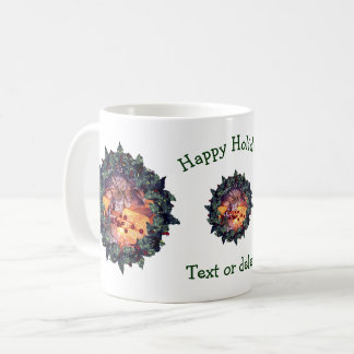 Mug Vacances de Noël personnalisées Holly Wreath