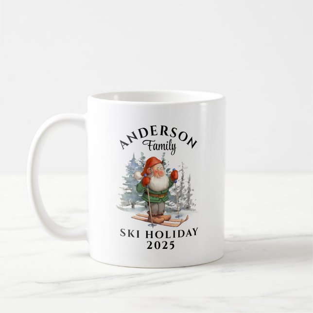 Mug Vacances de ski en famille avec nom et année (Gauche)