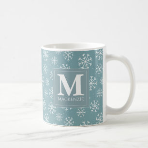 Mug Vacances décorées d'un monogramme de flocons de