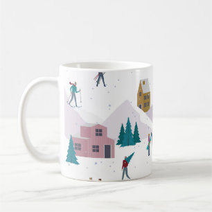Mug Vacances des Alpes d'hiver : les gens actifs sans
