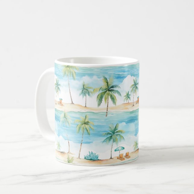 Mug Vacances d'été Plage Palm Trees - (Devant gauche)