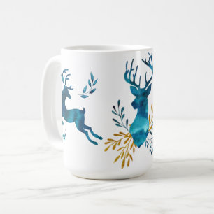 Mug Vacances d'hiver - cerf commun d'aquarelle