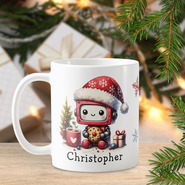 Mug Vacances d'hiver de Noël de Robot mignoné Personna (Créateur téléchargé)