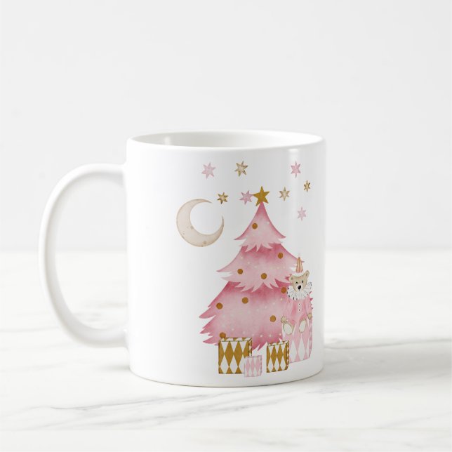 Mug Vacances d'hiver rose ours coton (Gauche)