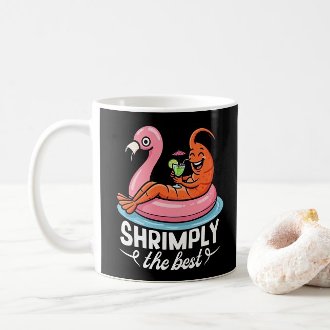 Mug Vacances drôles de crevettes plage fruits de mer é (Avec donut)