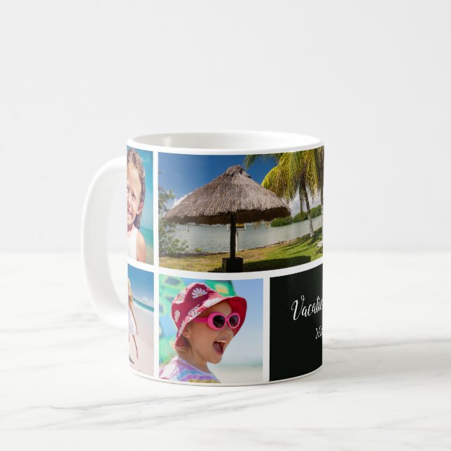 Mug Vacances en famille ou en couple 5 garde photo, no (Devant gauche)