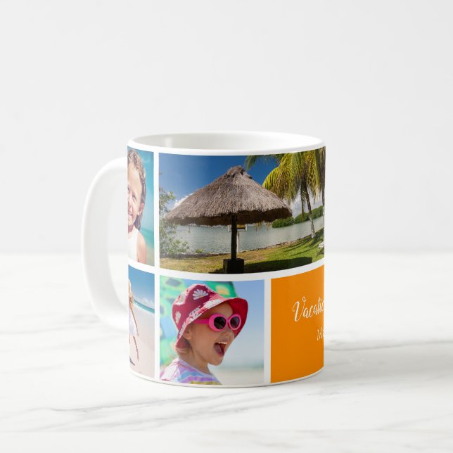 Mug Vacances en famille ou en couple 5 garde photo, or (Devant gauche)