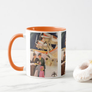 Mug Vacances familiales vintage en hydravion à hélices