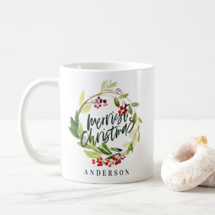 Mug Vacances florales d'aquarelle du plus Joyeux Noël