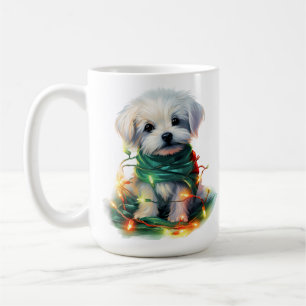 MUG VACANCES NOËL BLANC MALTESE PUPPY CHIEN