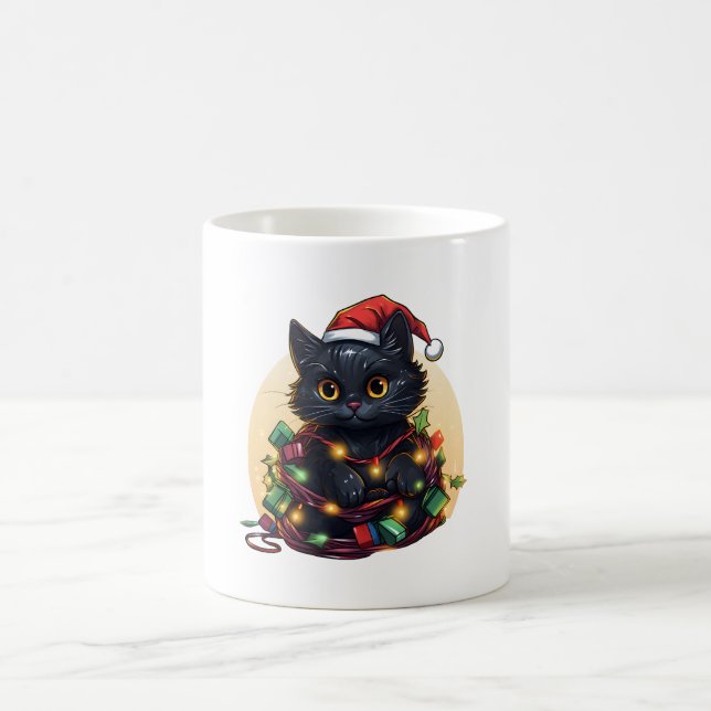 Mug Vacances père Noël Cat Lights (Centre)