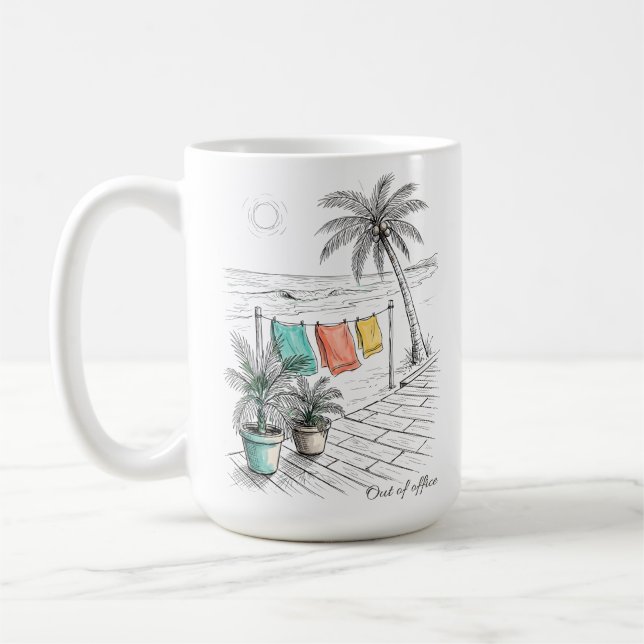 Mug Vacances tropicales hors du bureau (Gauche)