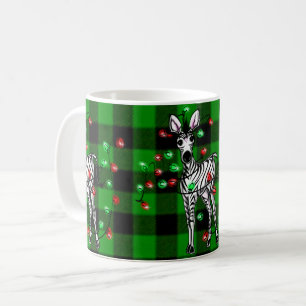 Mug Vacances Zèbre, tartan vert, lumières scintillante