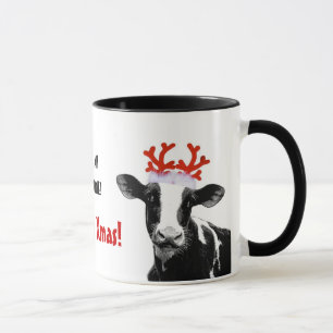 Mug Vache à Père Noël - vache laitière utilisant le