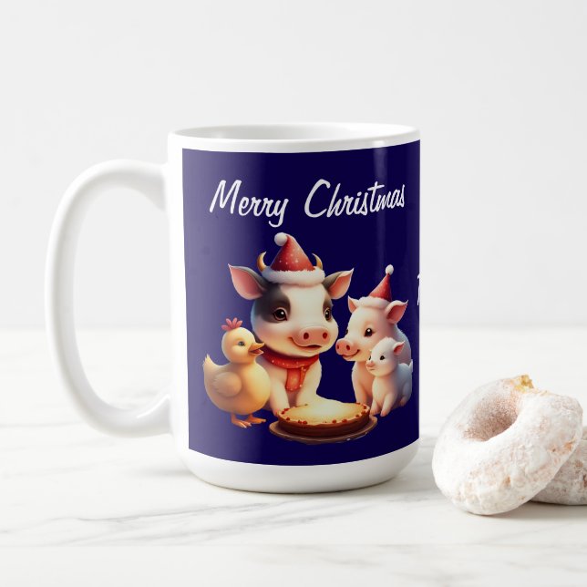 Mug vache, agneau, cochon et poulet (Avec donut)