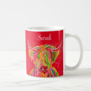 Mug Vache arc-en-ciel des Highlands Aquarelle Nature A