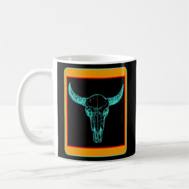 Mug Vache Aztec Vache Crâne Turqoise Ventilateur Venti (Gauche)