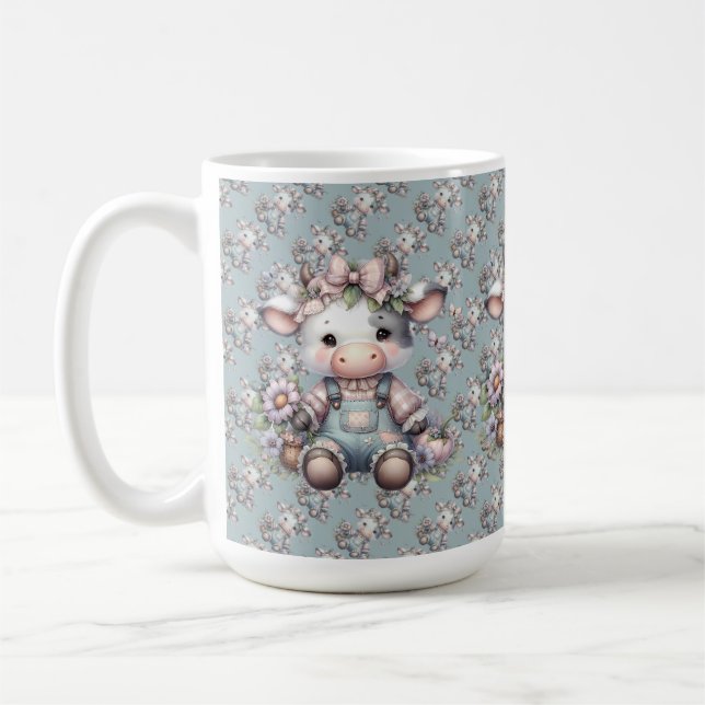 Mug Vache Bébé mignonne Pastel dans les salons avec fl (Gauche)