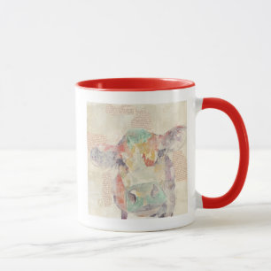 Mug Vache de collage de la ferme aquarelle
