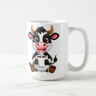 Mug Vache de dessin animé joyeuse buvant du lait