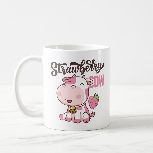 Mug Vache de fraise kawaii vache mignonne vache imprim (Gauche)