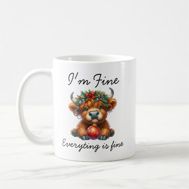 Mug Vache de Noël Highland | Café Festif Holiday (Gauche)
