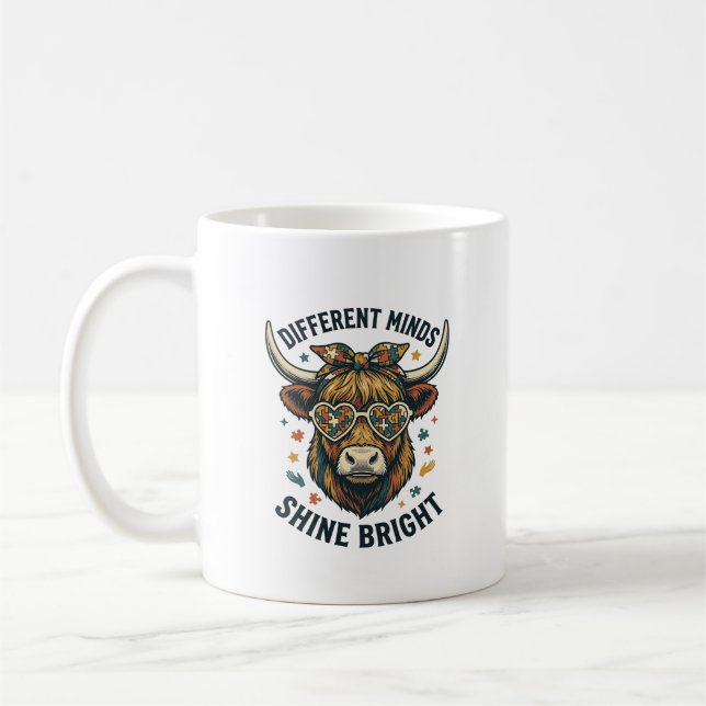 Mug Vache de sensibilisation à l'autisme Gravure vinta (Gauche)