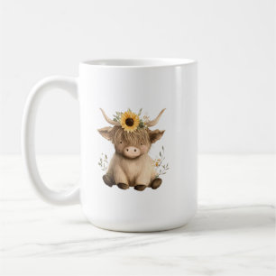 Mug Vache des Highlands au tournesol bohème