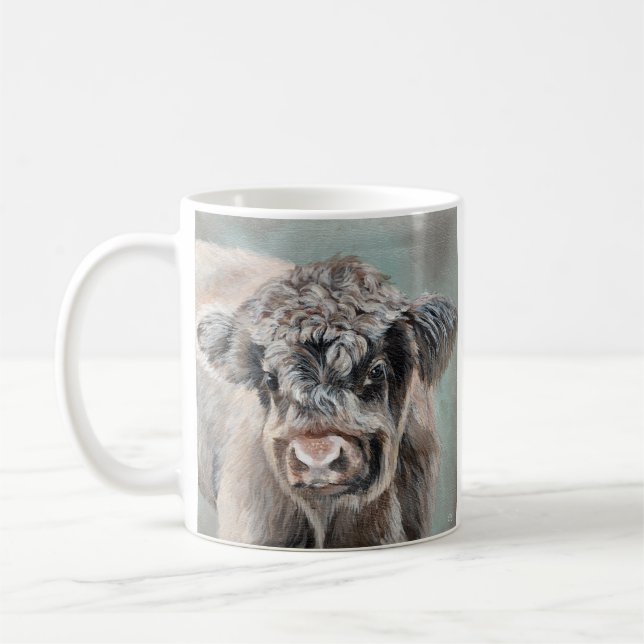 Mug Vache des Highlands Écossais sur fond vert (Gauche)