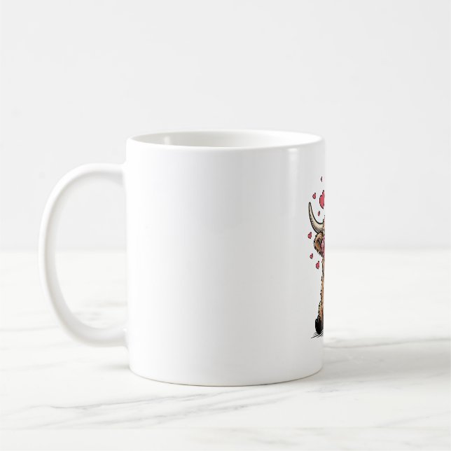 Mug Vache des Highlands mignonne à la Saint-Valentin a (Gauche)
