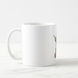 Mug Vache des Highlands mignonne trèfle irlandais conc