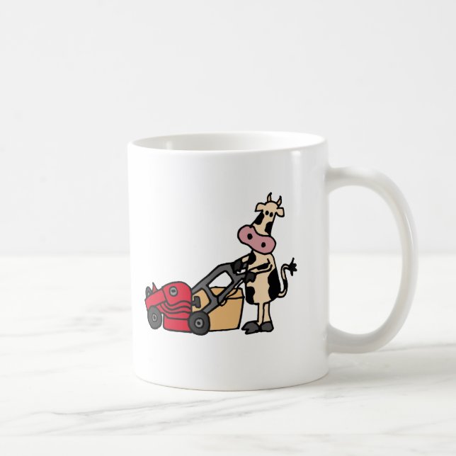 Mug Vache drôle poussant la bande dessinée rouge de (Droite)