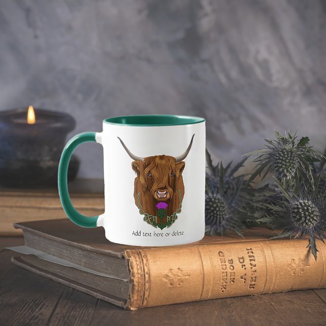 Mug Vache Écossaise des Highlands Thistle Celtique Vio (Créateur téléchargé)