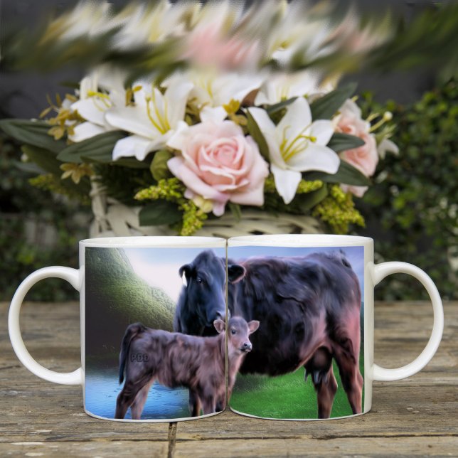Mug Vache et veau Black Angus (Créateur téléchargé)