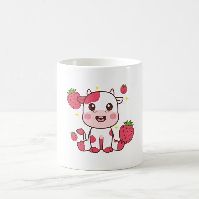 Mug Vache fraise, Vache mignonne, Animal de compagnie  (Centre)