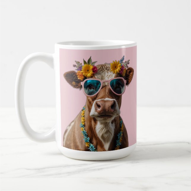 Mug Vache gaie avec lunettes de soleil (Gauche)