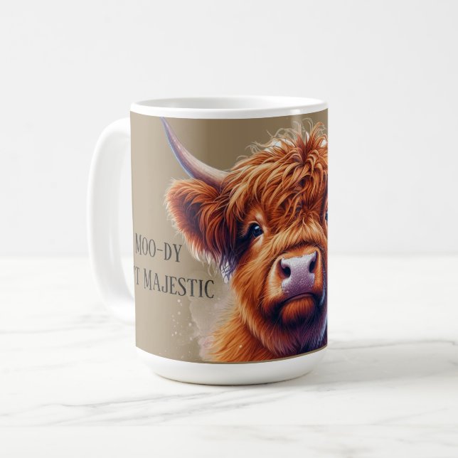 Mug Vache Highland Aimée Majestueuse Humeur (Devant gauche)