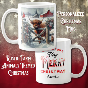 Mug Vache Highland avec Cardinal & Poulet Personnalisé