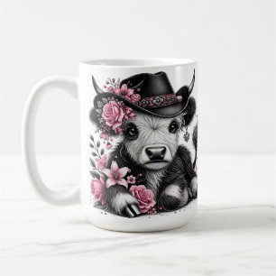 Mug Vache Highland avec Casquette Floral