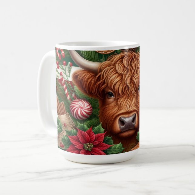 Mug Vache Highland avec Décorations et bonbons de vaca (Devant gauche)