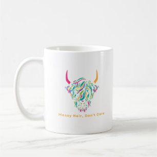 Mug Vache Highland Cheveux Décoiffés Ça M'est Égal Col