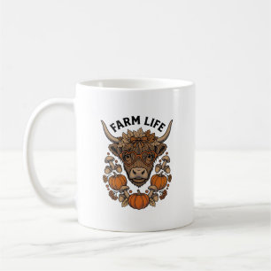 Mug Vache Highland d'automne avec lunettes en forme de