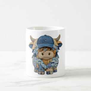 Mug Vache Highland en patchwork de denim